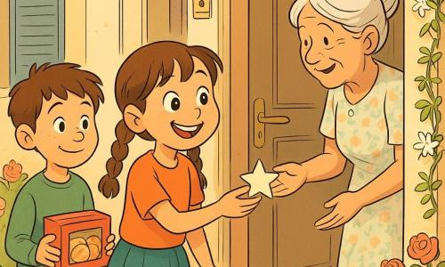 Une fillette de 8 ans aux tresses brunes tient délicatement une petite 