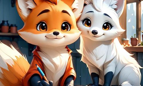 Un jeune renard nommé Félix, avec une fourrure orange et des yeux malicieux, est assis à une petite table en bois, joyeux, en train d'écrire une lettre avec une plume. Sa maman, Renarde Blanche, l'observe avec fierté, tenant un panier de baies colorées, tandis que son papa, Renard Rouge, se tient en retrait, admiratif. La scène se déroule dans une tanière douillette sous un chêne, où la lumière du soleil filtre à travers les feuilles. Félix écrit pour exprimer son amour et sa gratitude envers ses parents, symbolisant la communication et l'harmonie familiale.